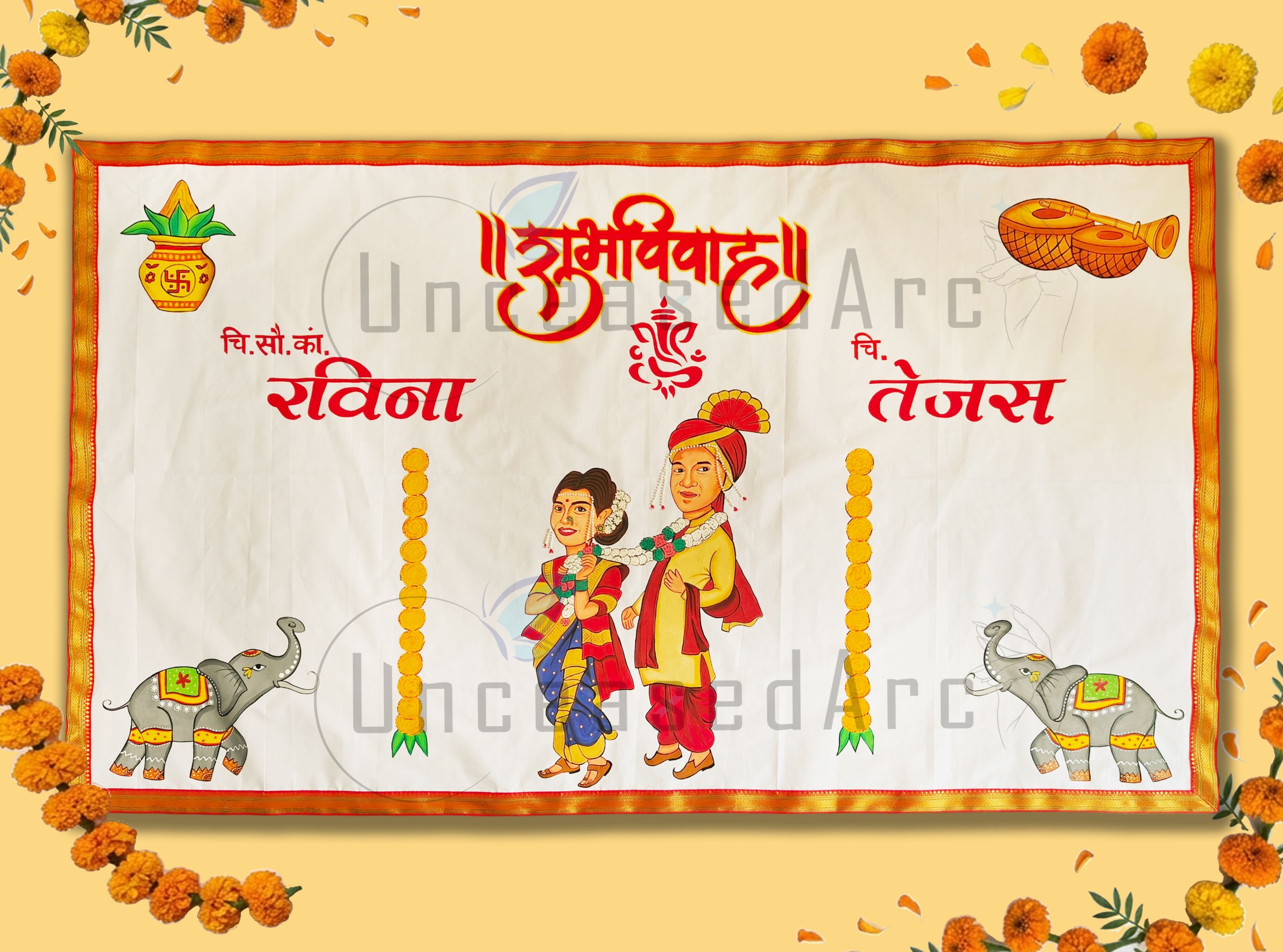 Customized Caricature Couple Antarpaat Design