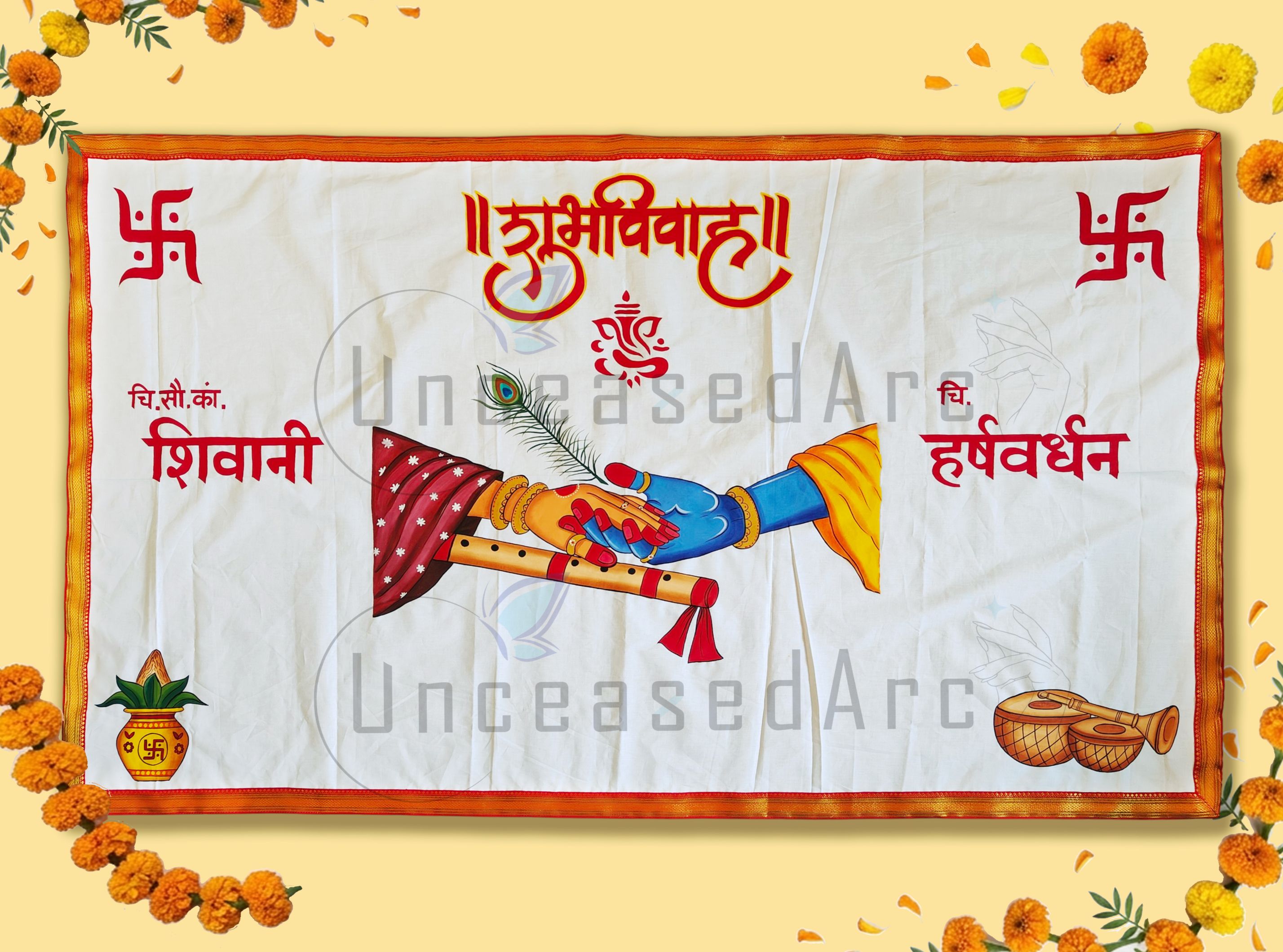 Radha Krishna Hands Antarpaat Design