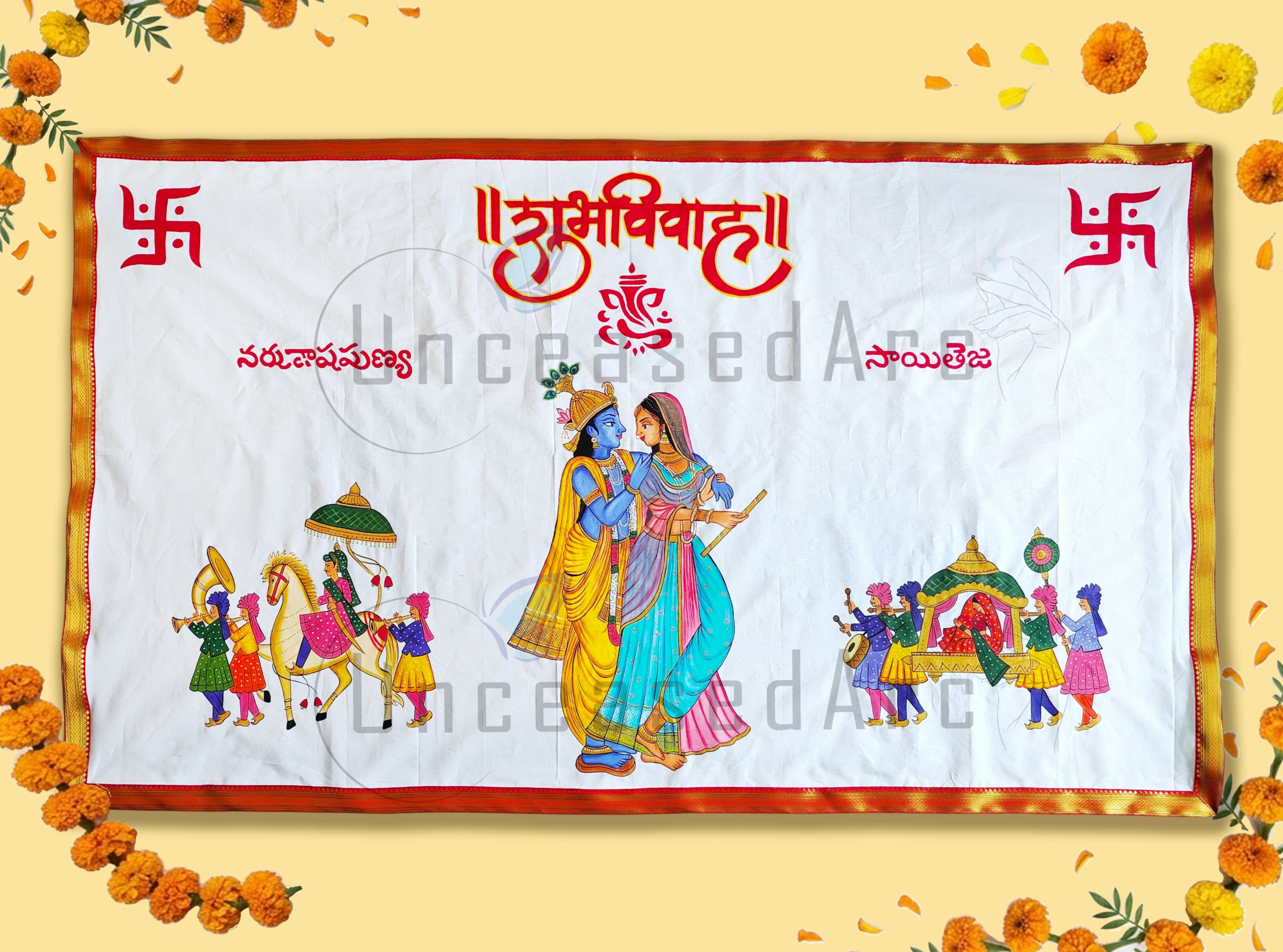 Radha Krishna With Baraat Antarpaat Design