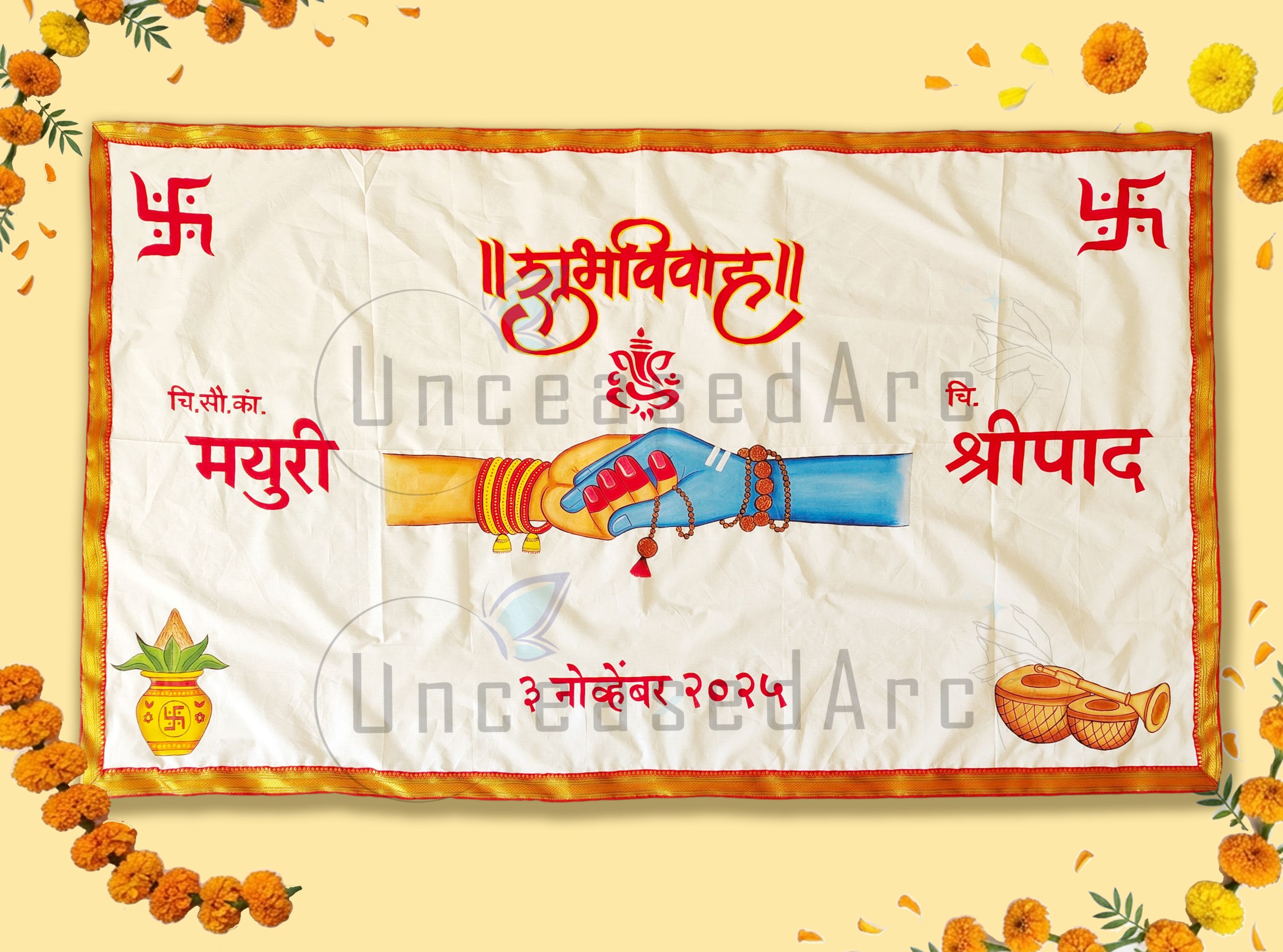 Shiv Parvati Holding Hands Antarpaat Design