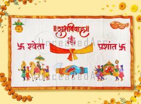 Shiv Parvati Hands with Doli Barat Gathbandhan Antarpat Design